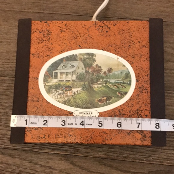 Vintage Warm-o-tray warming pad hot plate Currier and Ives nice graphics works - Picture 4 of 6